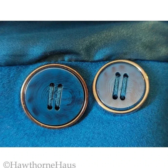 KENNETH COLE Reaction Peacock Blue Peacoat Size 4 Double Breasted Pockets - Picture 7 of 9